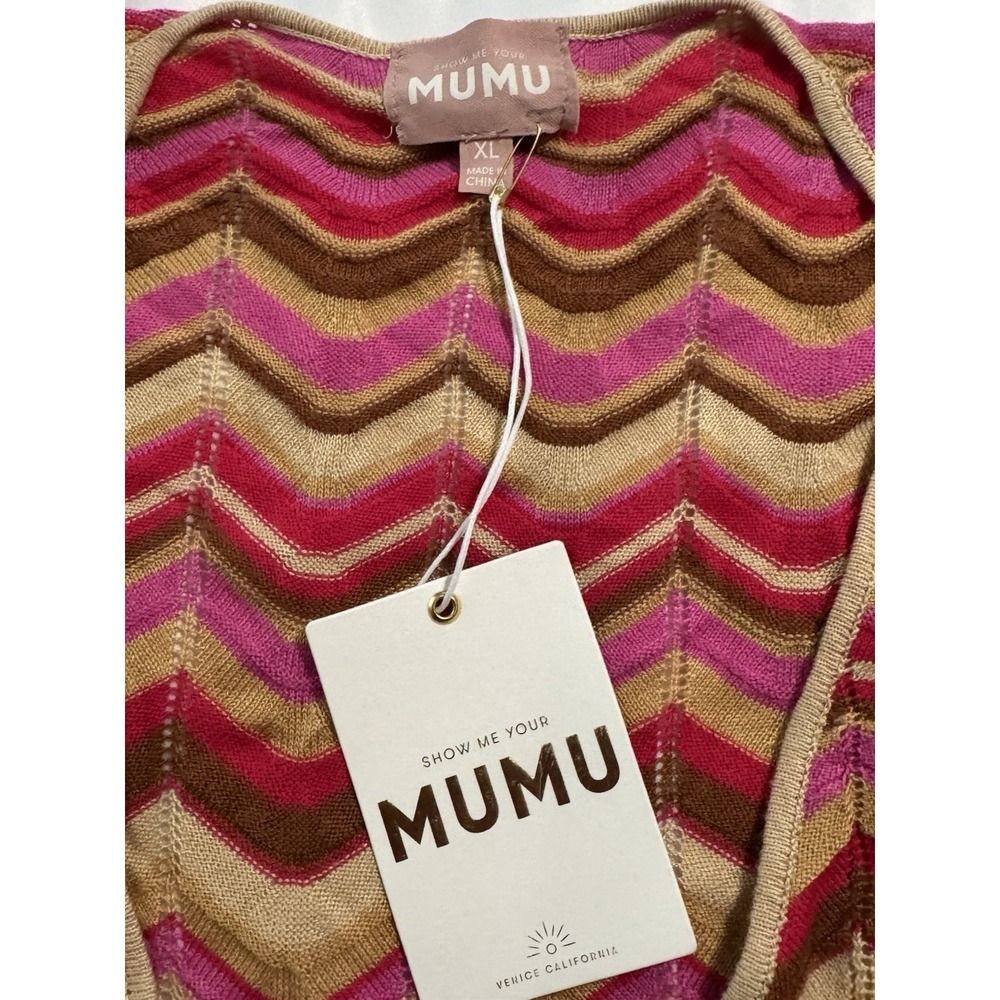 Show Me Your Mumu 'Carlo' Cut Out Horizon Stripe Knit Dress Size XL Retro NEW - Picture 13 of 16